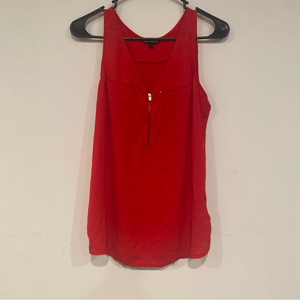 Express Red Tank Top With Gold Zipper M